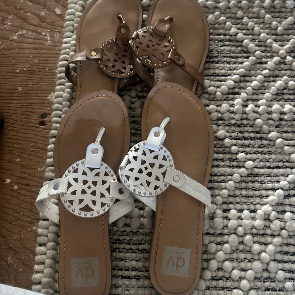 Dolce Vita Brown and White Cutout Sandals